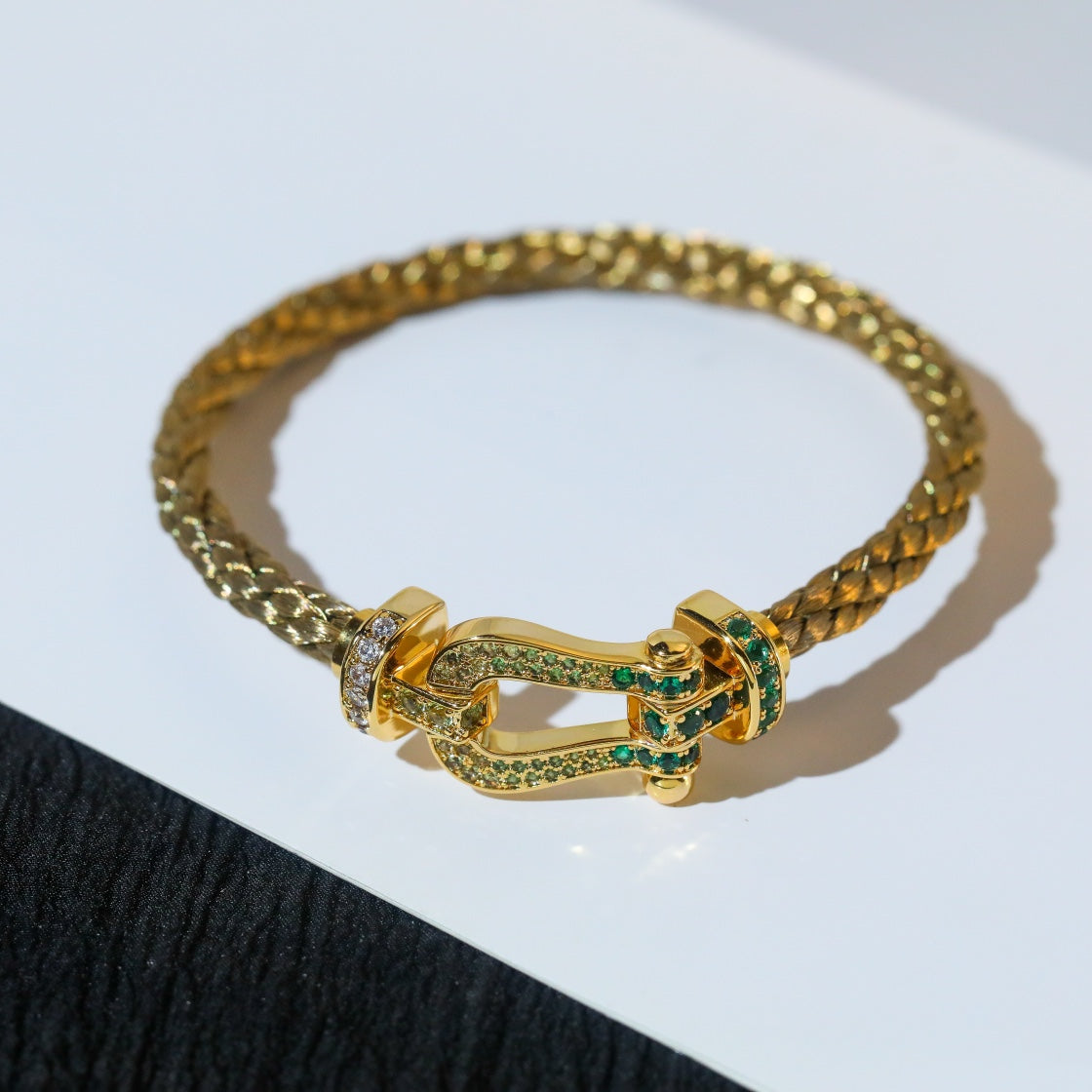 FRED FORCE 10 GOLD GREEN DIAMOND PAVED