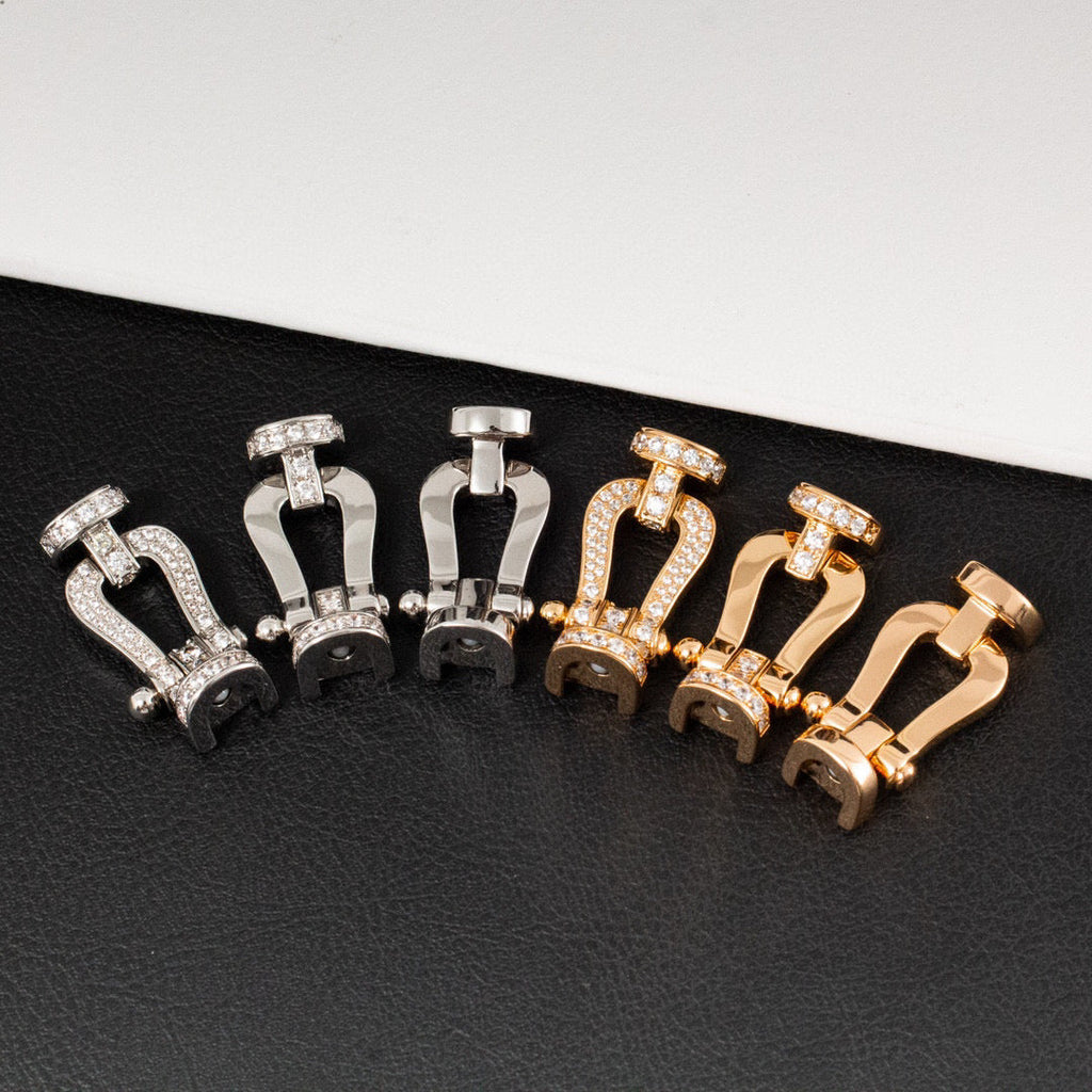 FRED FORCE LARGE HORSESHOE HALF DIAMOND BRACELET ROSE GOLD