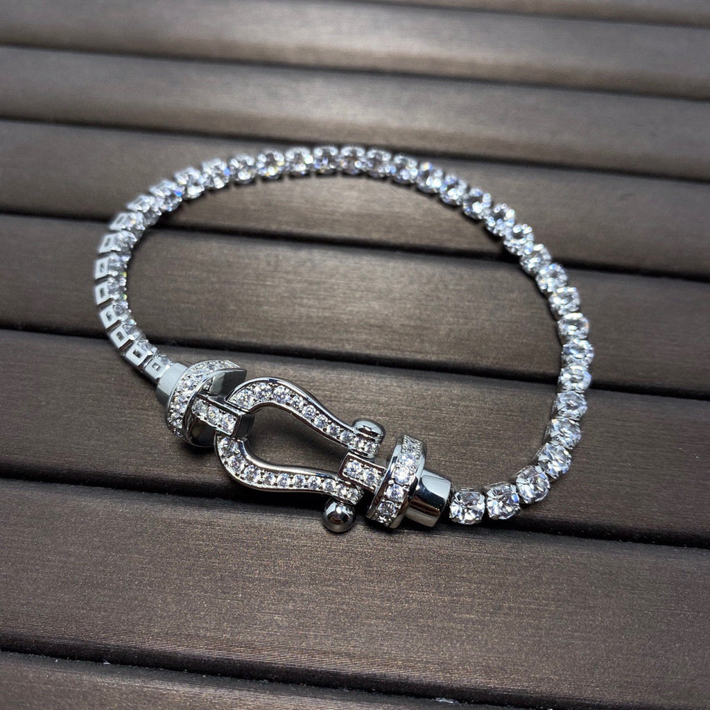 FRED FORCE LARGE HORSESHOE FULL DIAMOND TENNIS BRACELET