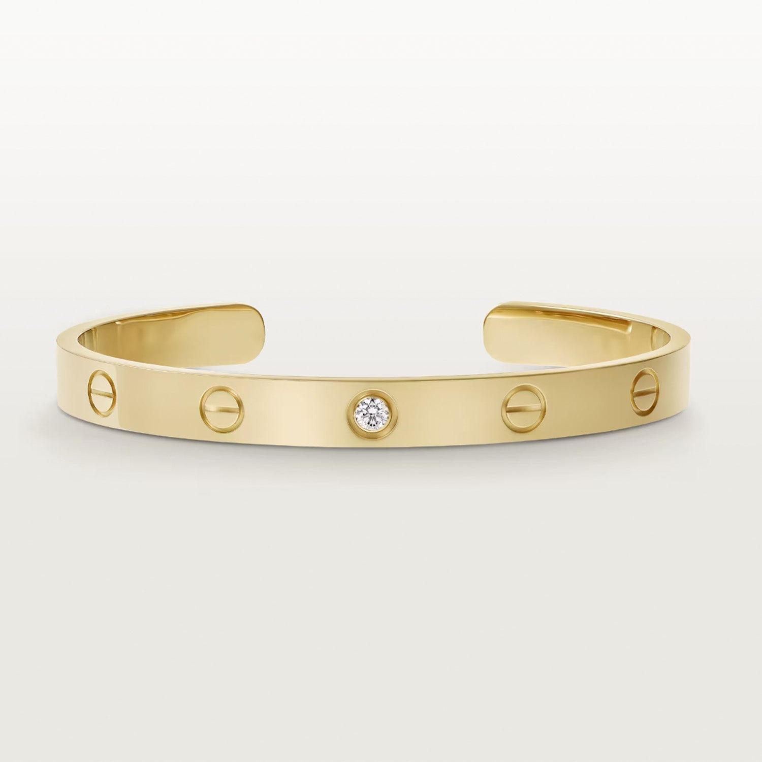 CARTIER LOVE BRACELET 6.1MM 1 DIAMOND OPEN CUFF