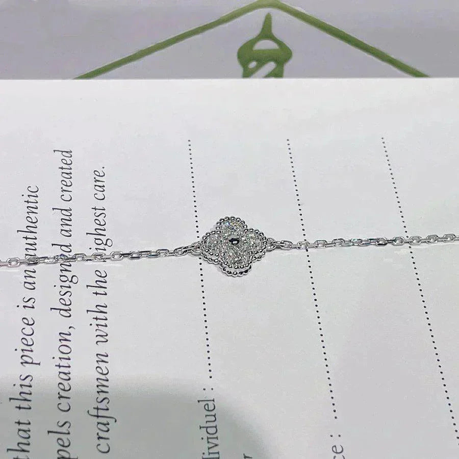 VCA CLOVER SINGLE FLOWER BRACELET SILVER
